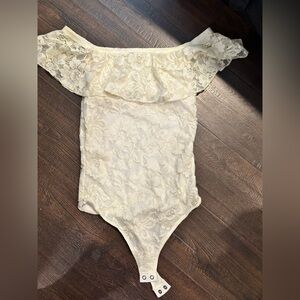 Express Cream Lace Bodysuit